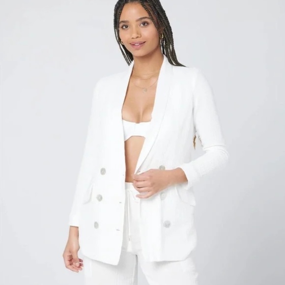NWT L*Space L SPACE Double Breasted Bianca Blazer White Cream Size 6 - Picture 3 of 7